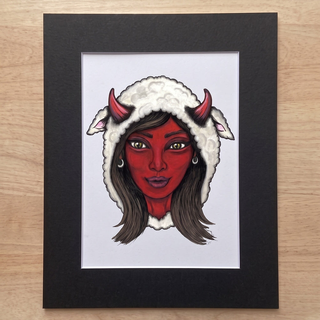 The Mama Shilli giclée print in its black mat, ready for a standard frame