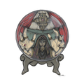 The Fortune Teller — a seated figure in a beaded headdress curved inside her own crystal ball
